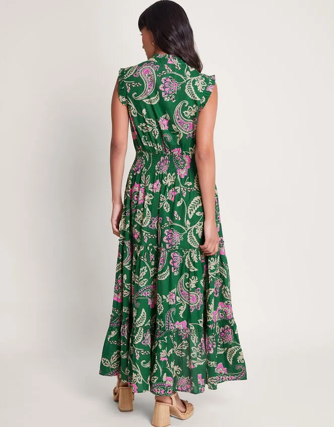 Women La Galeria Elefante Print Tiered Dress Green Monsoon Dresses