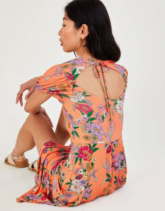 Women Lace Insert Floral Jersey Dress Orange Monsoon Dresses