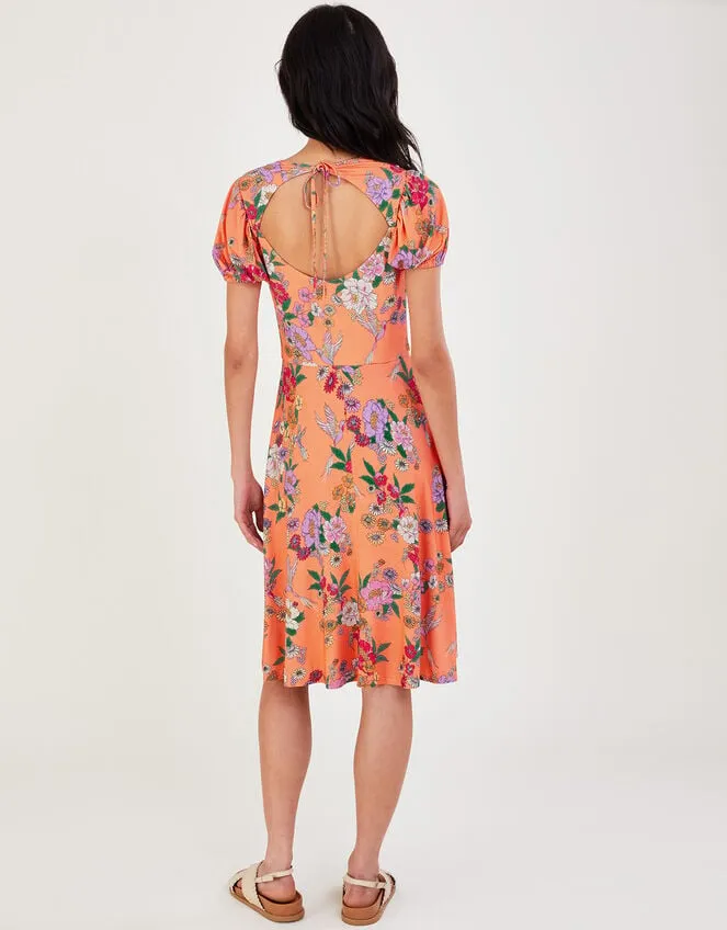 Women Lace Insert Floral Jersey Dress Orange Monsoon Dresses