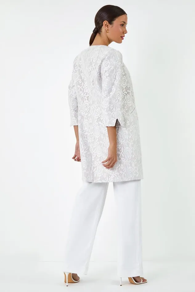 Women Lace Longline Formal Jacket Roman Jackets
