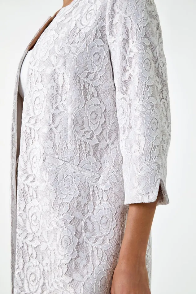 Women Lace Longline Formal Jacket Roman Jackets