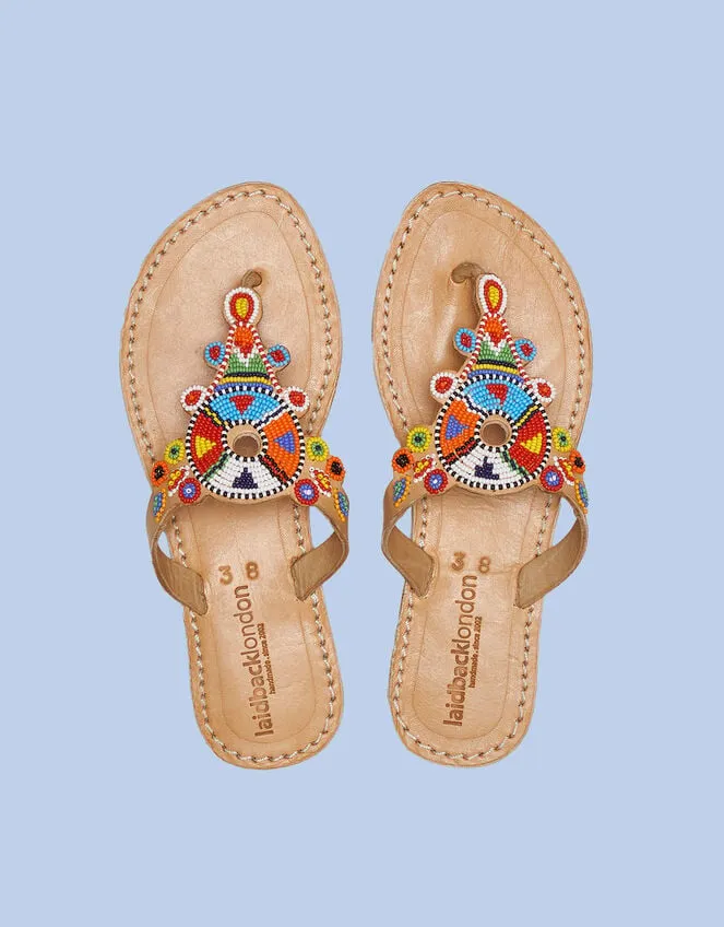 Women Laidback London Simba Leather Sandals Multi Monsoon Sandals