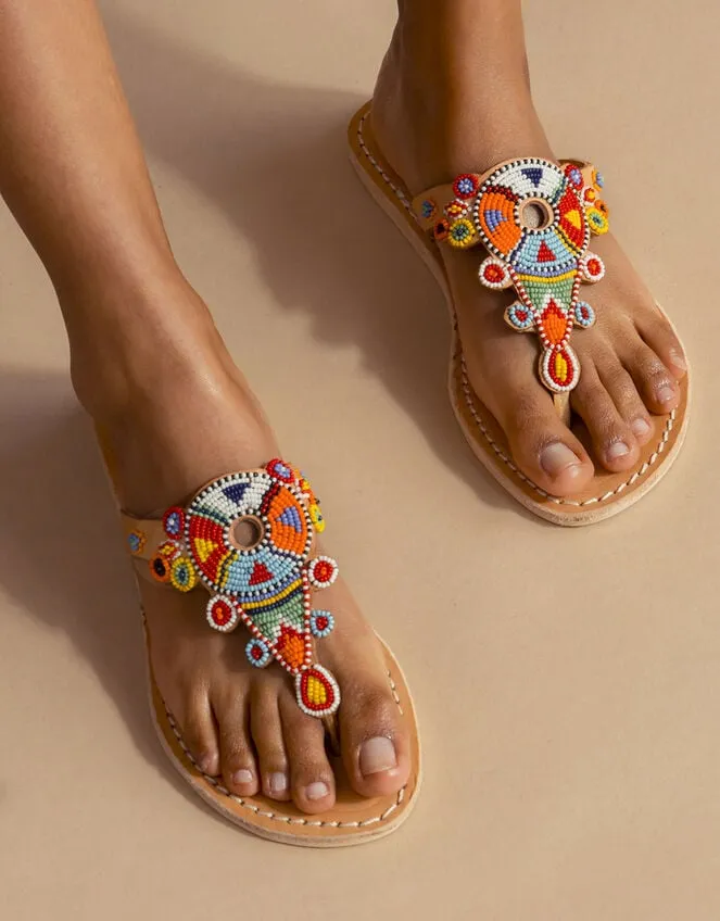 Women Laidback London Simba Leather Sandals Multi Monsoon Sandals