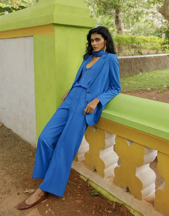 Women Lauren Wide Leg Trousers Blue Monsoon Trousers and Jeans