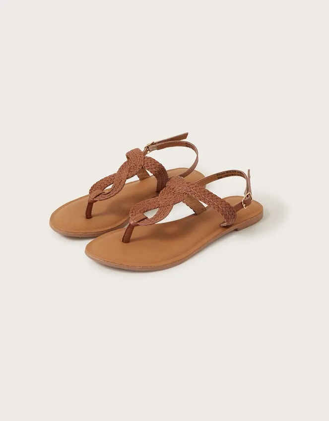Women Leather Twist Toe Post Sandals Tan Monsoon Sandals