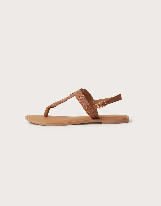 Women Leather Twist Toe Post Sandals Tan Monsoon Sandals