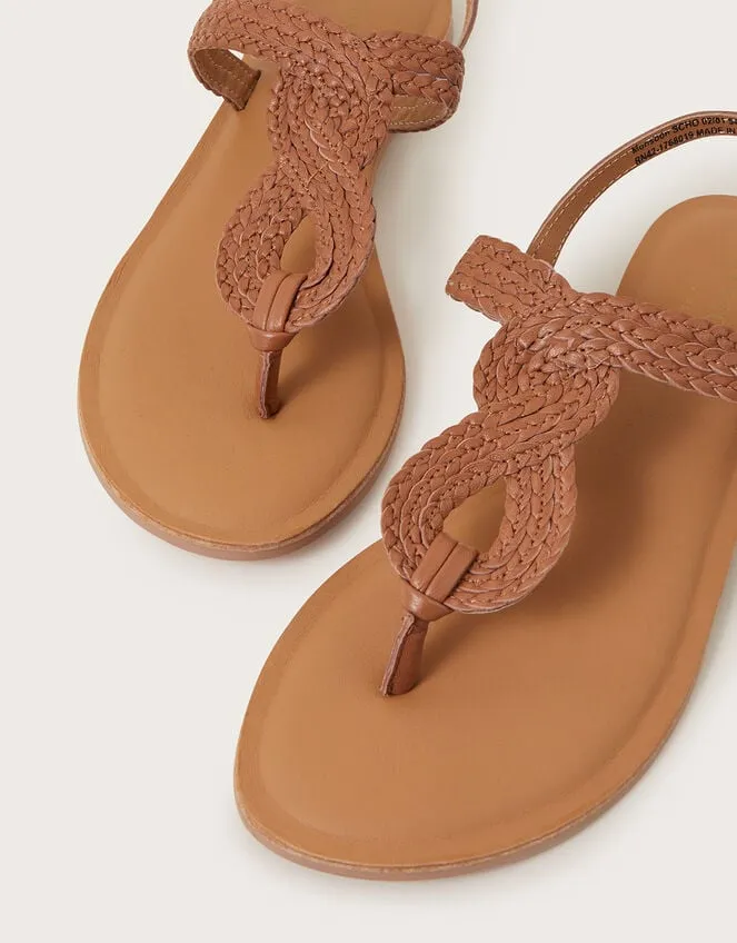 Women Leather Twist Toe Post Sandals Tan Monsoon Sandals