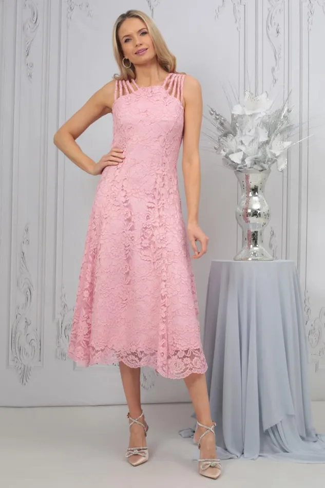 Women Light Pink Julianna Lace Dress and Shrug Set Roman Jackets