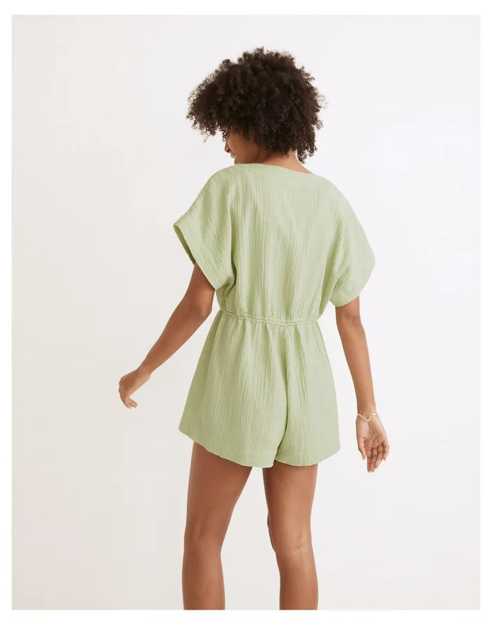 Women Lightestspun Cover Up Drawstring Romper Sunfaded Mint Madewell Swim Women Lightestspun Cover Up Drawstring Romper Sunfaded Mint Madewell Swim