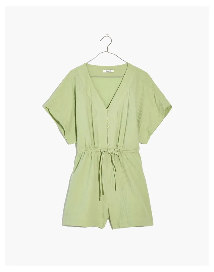 Women Lightestspun Cover Up Drawstring Romper Sunfaded Mint Madewell Swim Women Lightestspun Cover Up Drawstring Romper Sunfaded Mint Madewell Swim