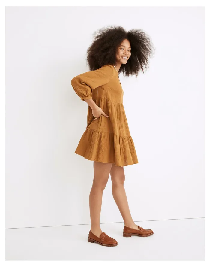 Women Lightspun Colette Mini Dress Antique Gold Madewell Dresses Women Lightspun Colette Mini Dress Antique Gold Madewell Dresses