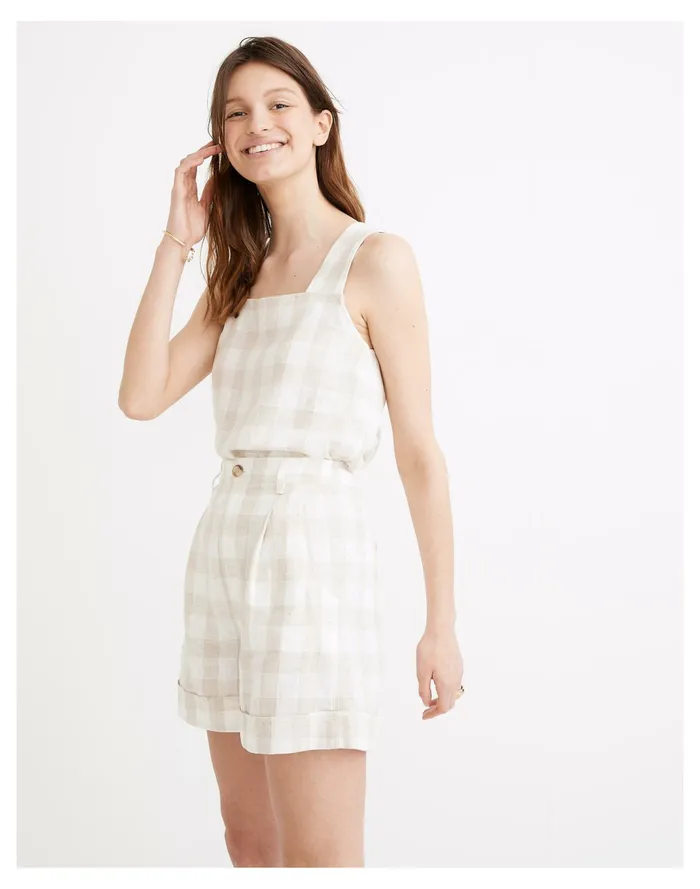 Women Linen Blend Pleated Cuff Shorts Natural Linen Yd Madewell Shorts Women Linen Blend Pleated Cuff Shorts Natural Linen Yd Madewell Shorts