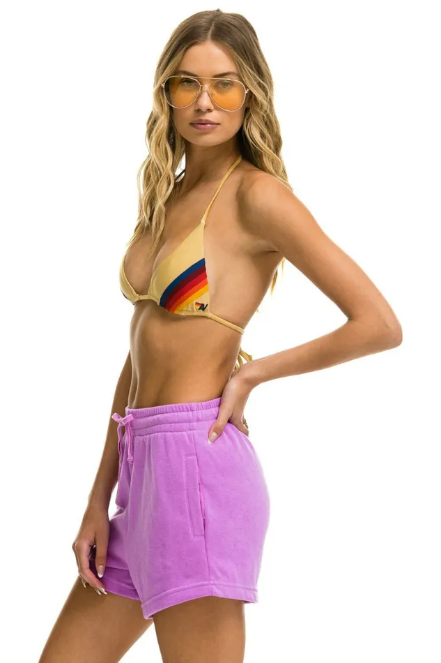 Women LOGO EMBROIDERY LIGHT WEIGHT LOUNGER SHORT 8211 NEON PURPLE Aviator Nation Shorts Women LOGO EMBROIDERY LIGHT WEIGHT LOUNGER SHORT 8211 NEON PURPLE Aviator Nation Shorts