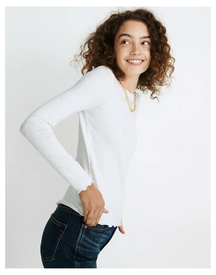 Women Long Sleeve Baby Tee Bright Ivory Madewell Tees Women Long Sleeve Baby Tee Bright Ivory Madewell Tees