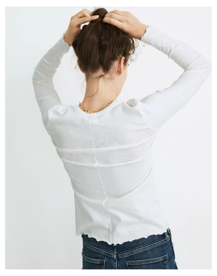 Women Long Sleeve Baby Tee Bright Ivory Madewell Tees Women Long Sleeve Baby Tee Bright Ivory Madewell Tees