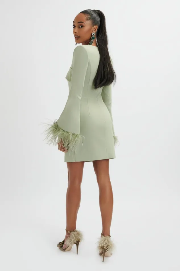 Women LongSleeve Dresses Lavish Alice IONA Fluted Feather Sleeve Blazer Dress In Sage Green Sage Green Women LongSleeve Dresses Lavish Alice IONA Fluted Feather Sleeve Blazer Dress In Sage Green Sage Green