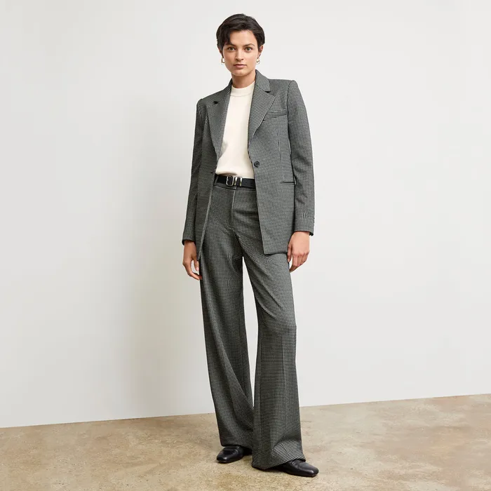 Women M M LaFleur The Rossi Executive Blazer 8211 Knit Suiting Classic Check Suiting