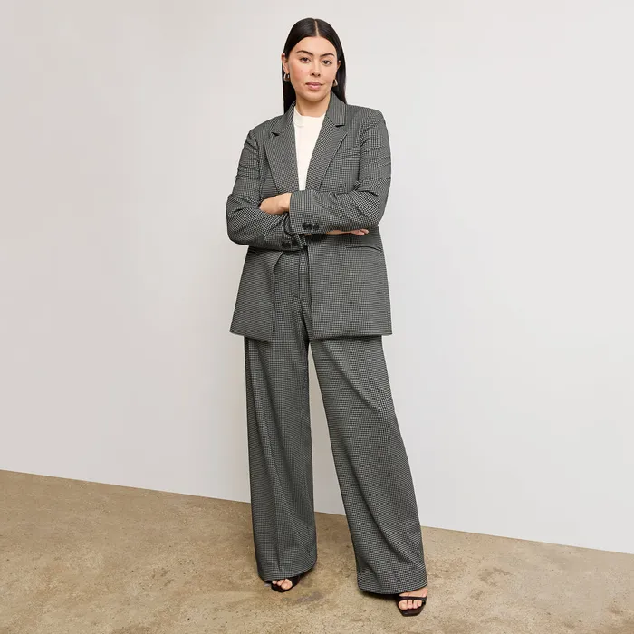 Women M M LaFleur The Rossi Executive Blazer 8211 Knit Suiting Classic Check Suiting