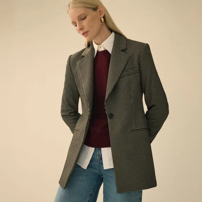 Women M M LaFleur The Rossi Executive Blazer 8211 Knit Suiting Classic Check Suiting