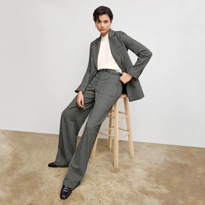 Women M M LaFleur The Rossi Executive Blazer 8211 Knit Suiting Classic Check Suiting