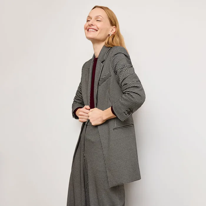 Women M M LaFleur The Rossi Executive Blazer 8211 Knit Suiting Classic Check Suiting