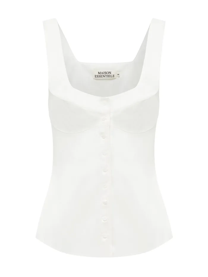 Women Maison Essentiele 8211 Button Down Vest In Optic White The UNDONE Loungewear