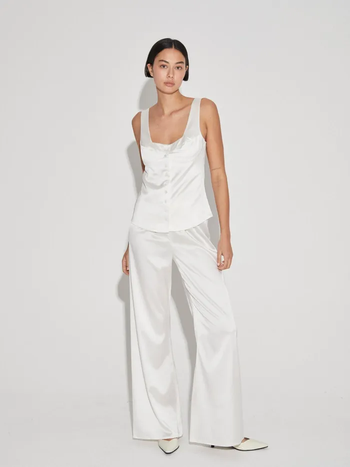 Women Maison Essentiele 8211 Button Down Vest In Optic White The UNDONE Loungewear