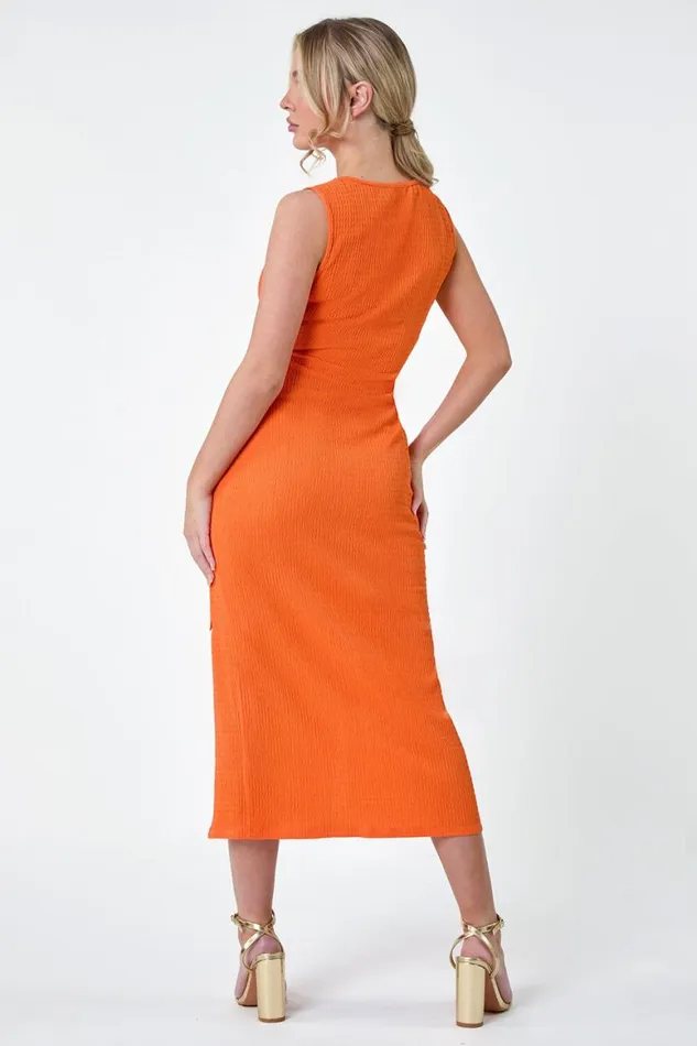 Women Mango Petite Textured Buckle Wrap Dress Roman Dresses