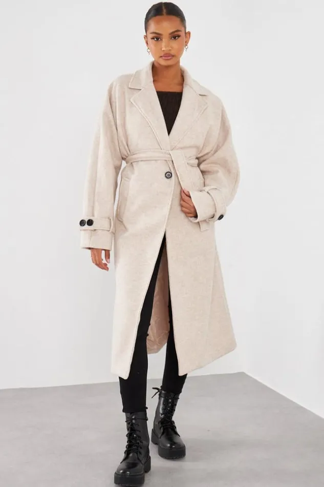 Women Manteau Long Ceintur Beige Beige Brentiny Paris Jackets