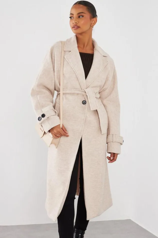Women Manteau Long Ceintur Beige Beige Brentiny Paris Jackets
