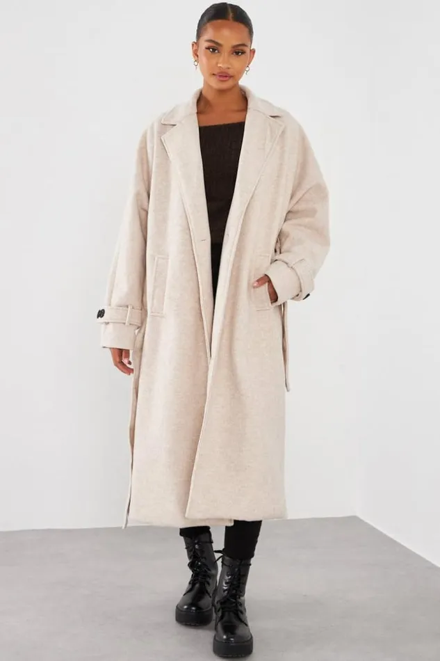 Women Manteau Long Ceintur Beige Beige Brentiny Paris Jackets