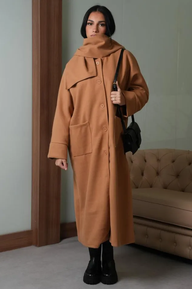 Women Manteau Marron Capuche Avec charpe Intgr Brown Brentiny Paris Jackets