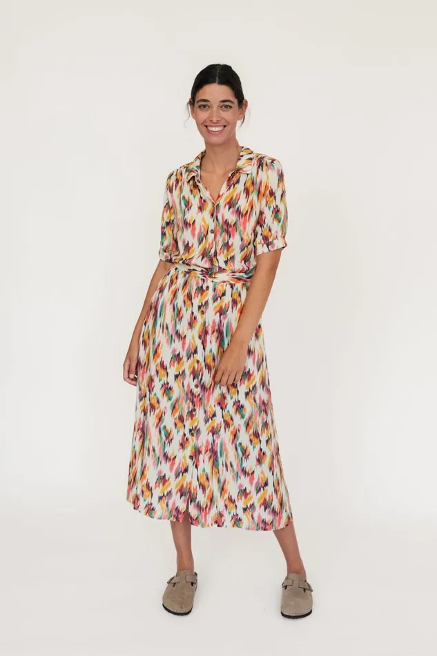 Women Matsu 8211 Ikat Print Ecru TWOTHIRDS Dresses