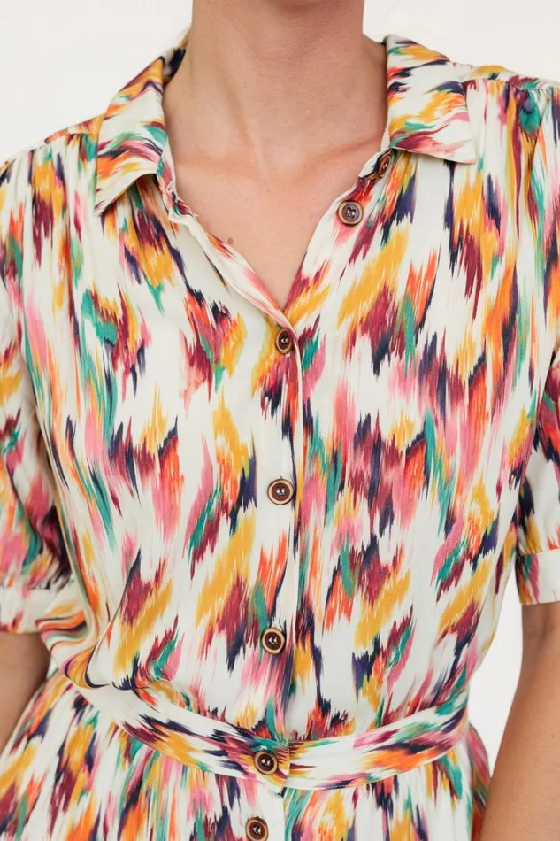 Women Matsu 8211 Ikat Print Ecru TWOTHIRDS Dresses