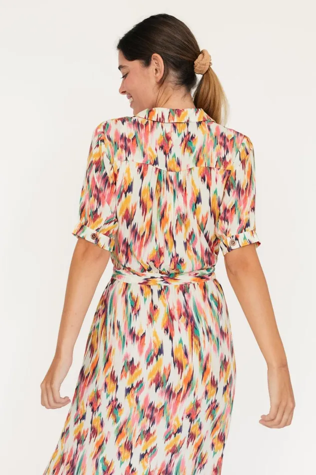 Women Matsu 8211 Ikat Print Ecru TWOTHIRDS Dresses