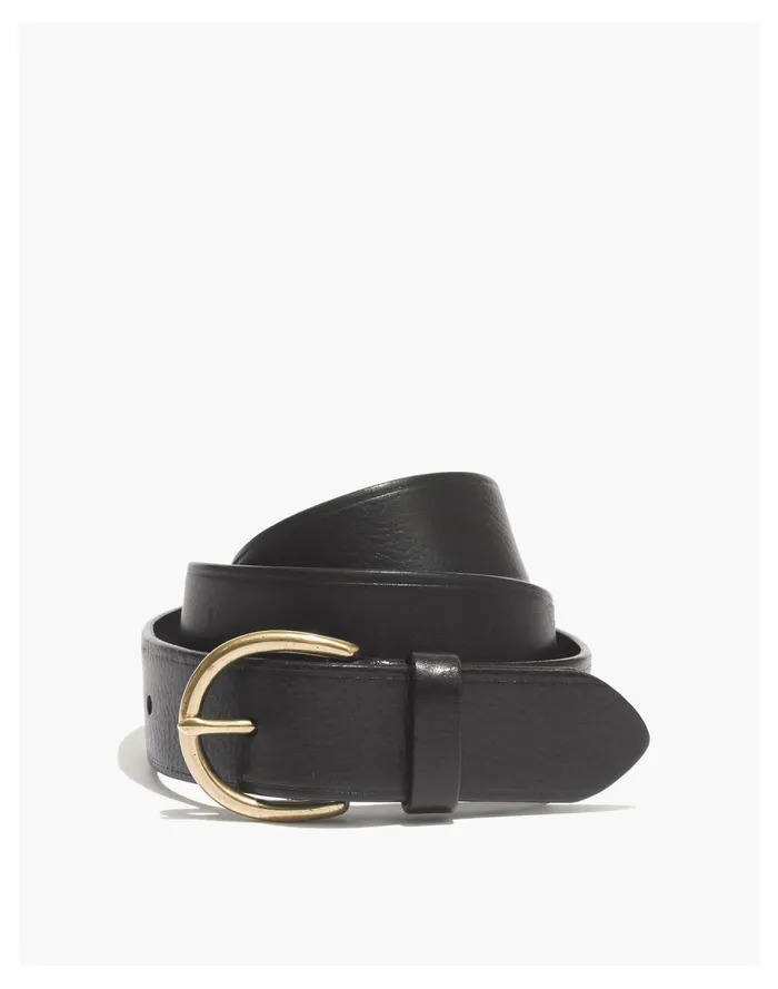 Women Medium Perfect Leather Belt True Black Madewell Belts