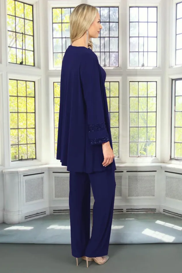 Women Midnight Blue Julianna Jersey Sequin Cuff Jacket Roman Occasionwear