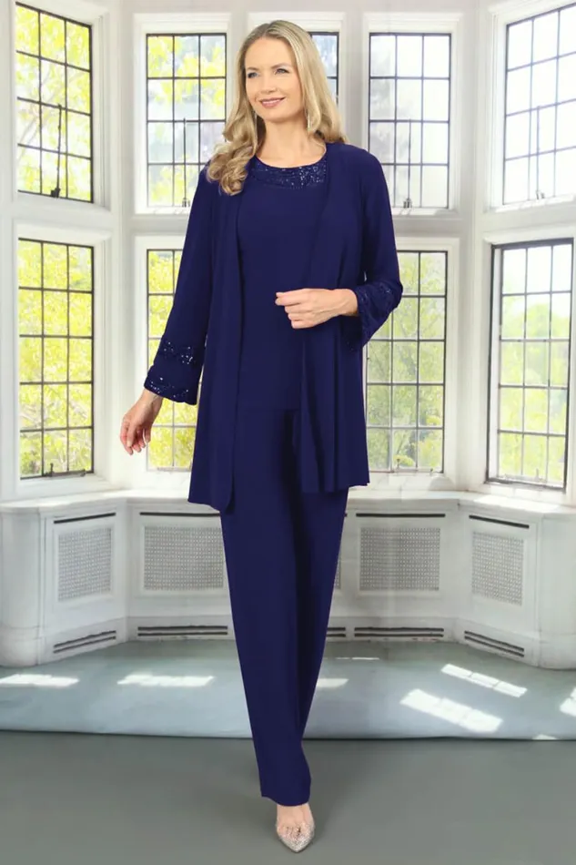 Women Midnight Blue Julianna Jersey Sequin Cuff Jacket Roman Occasionwear