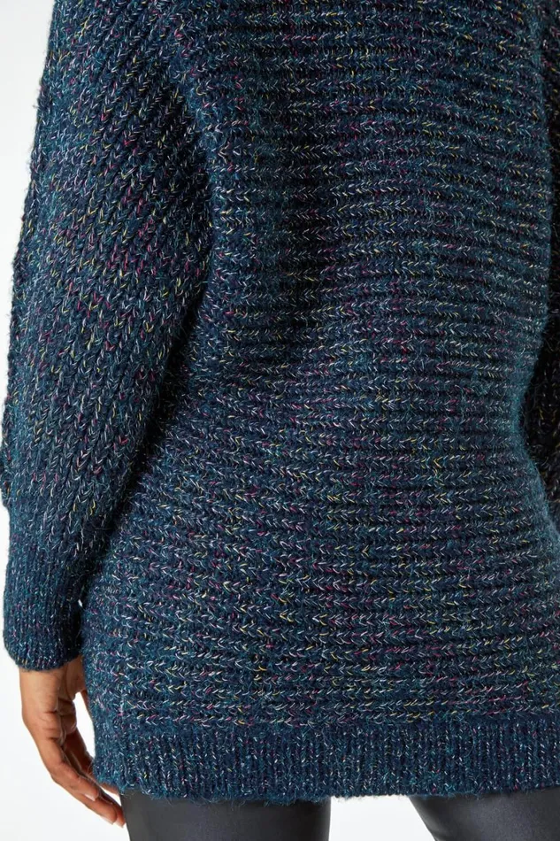 Women Midnight Blue Shimmer Thread Longline Jumper Roman Knitwear