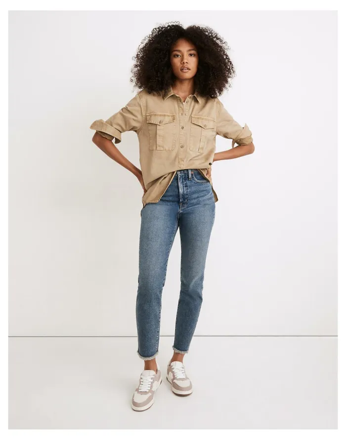Women Military Popover Shirt Ash Green Madewell Tops and Shirts