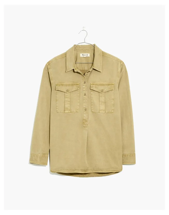 Women Military Popover Shirt Ash Green Madewell Tops and Shirts Women Military Popover Shirt Ash Green Madewell Tops and Shirts