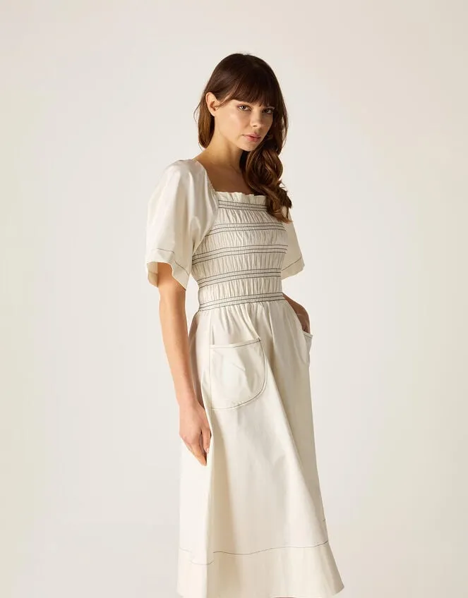 Women Mirla Beane Puff Sleeve Dress Cream Monsoon Dresses