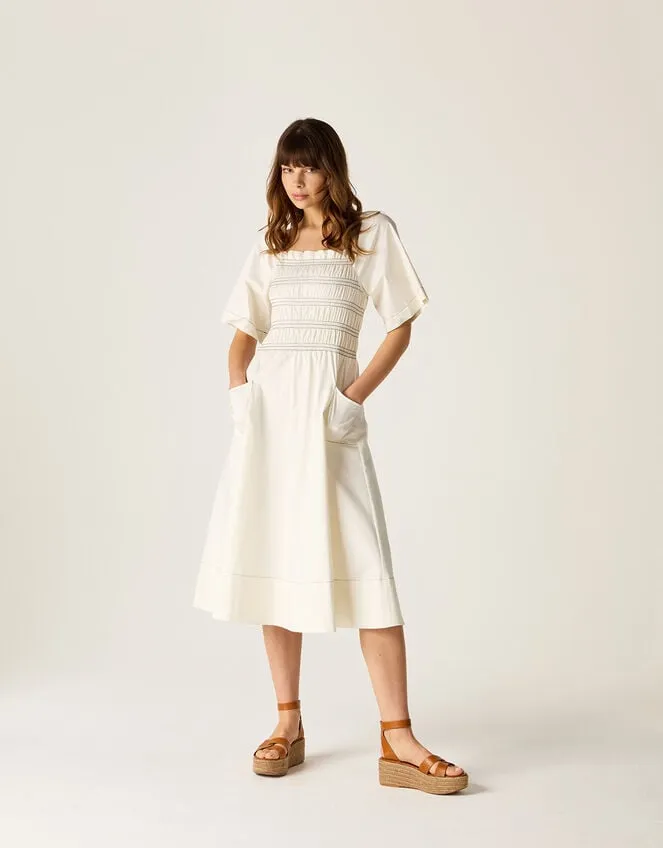 Women Mirla Beane Puff Sleeve Dress Cream Monsoon Dresses