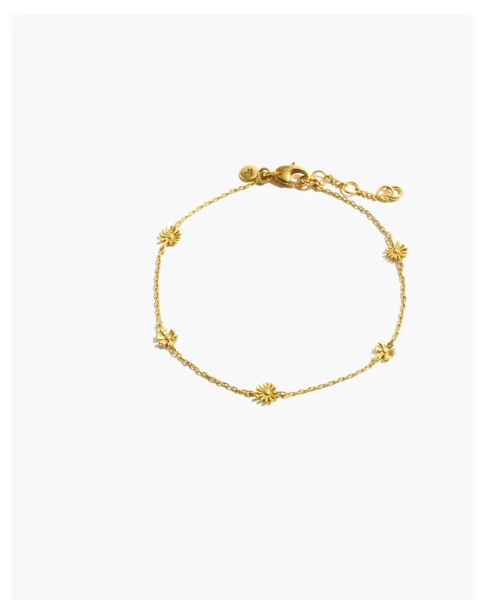 Women Mojave Daisy Station Anklet Vintage Gold Madewell Bracelets