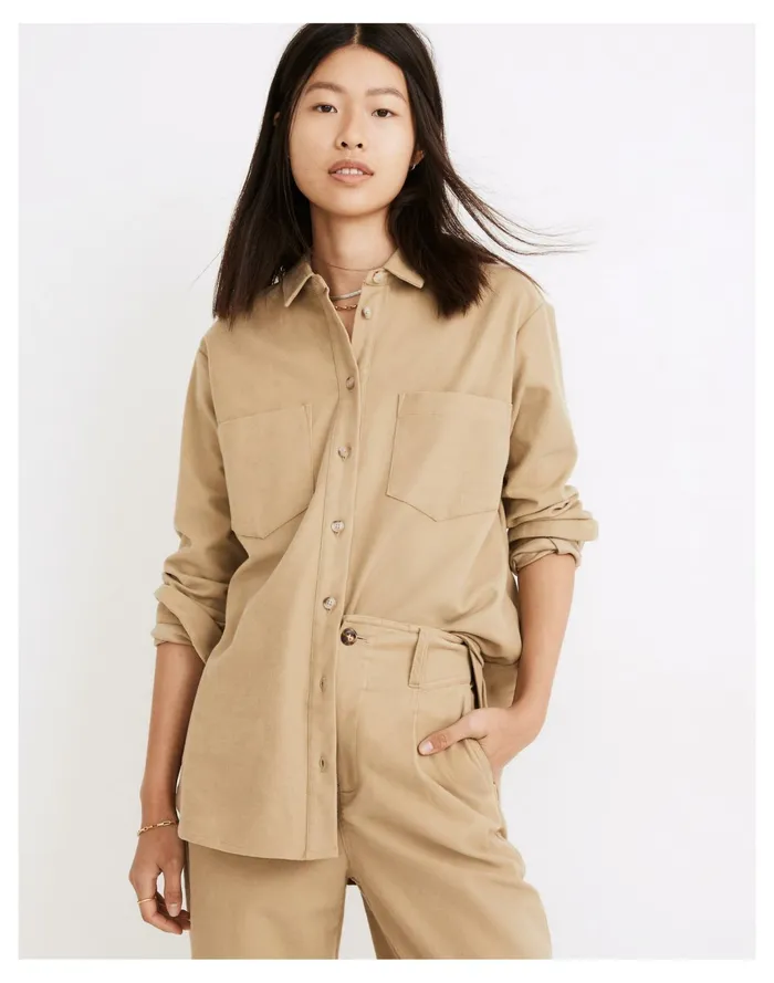 Women Moleskin Sunday Shirt Ash Green Madewell Tops and Shirts