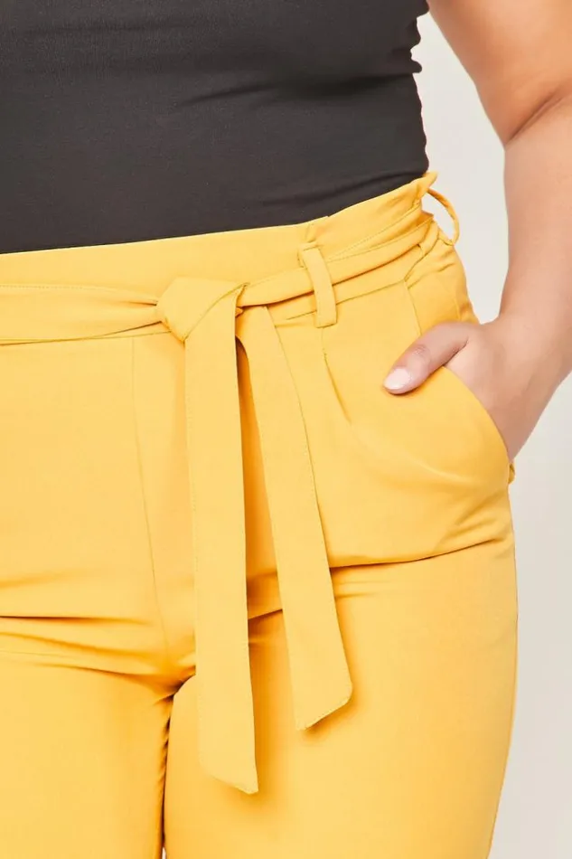 Women Mustard Paperbag Trousers Brentiny Paris Pants