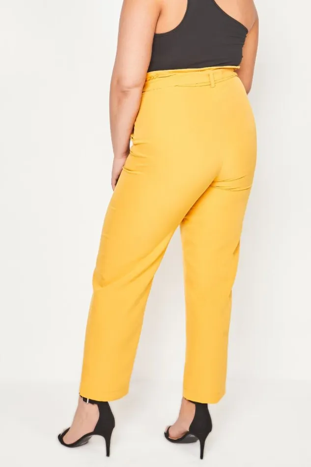 Women Mustard Paperbag Trousers Brentiny Paris Pants