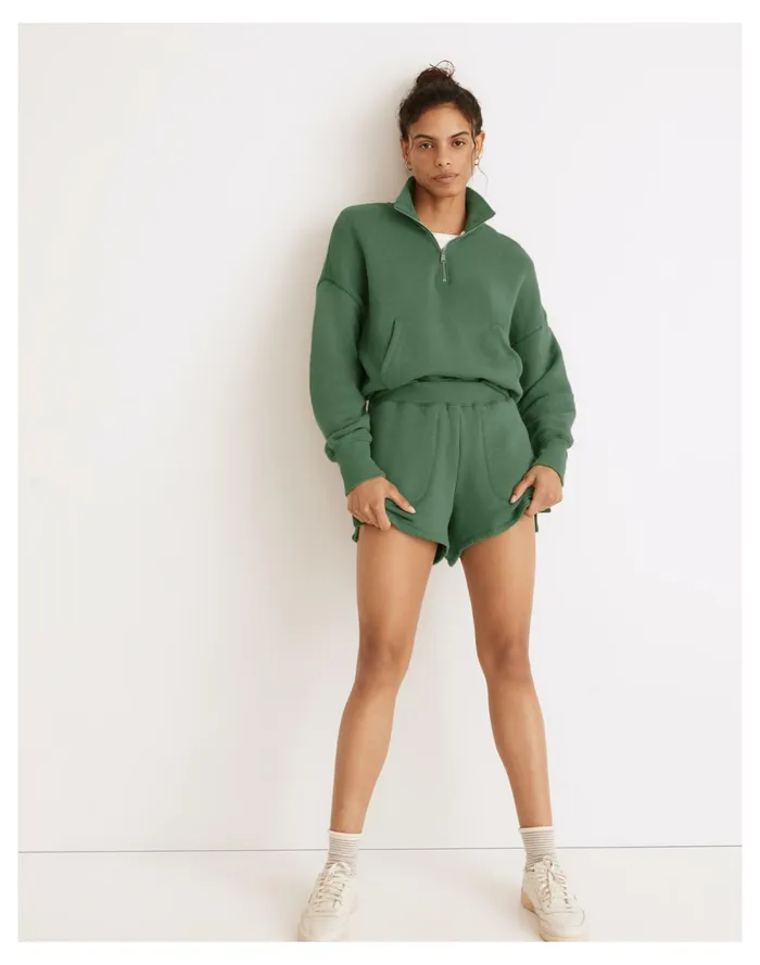 Women MWL Airyterry Stitched Pocket Sweatshorts Hthr Versailles Green Madewell MWL Athleisure Women MWL Airyterry Stitched Pocket Sweatshorts Hthr Versailles Green Madewell MWL Athleisure