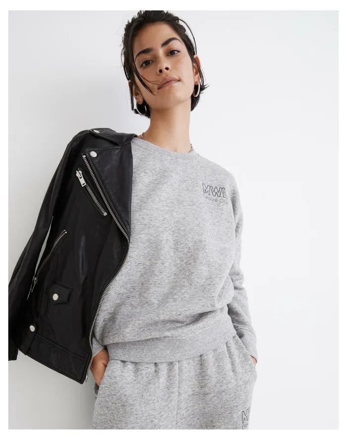Women MWL Betterterry Leisure Club Crewneck Sweatshirt Hthr Pepper Madewell MWL Athleisure Women MWL Betterterry Leisure Club Crewneck Sweatshirt Hthr Pepper Madewell MWL Athleisure