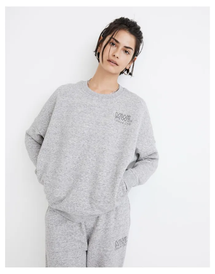 Women MWL Betterterry Leisure Club Crewneck Sweatshirt Hthr Pepper Madewell MWL Athleisure Women MWL Betterterry Leisure Club Crewneck Sweatshirt Hthr Pepper Madewell MWL Athleisure
